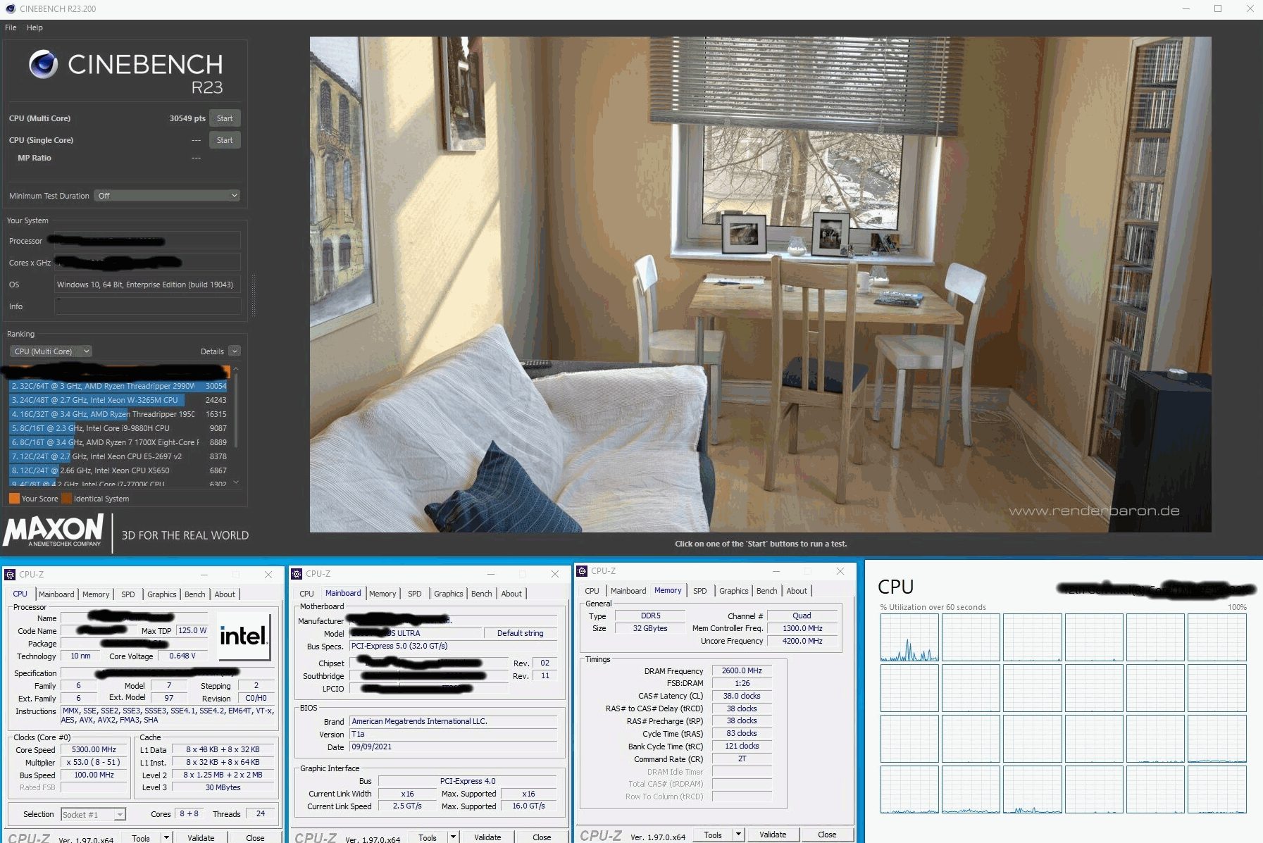 英特尔酷睿i9-12900K显卡在Cinebench R