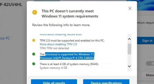 Win11支持单核奔腾4处理器