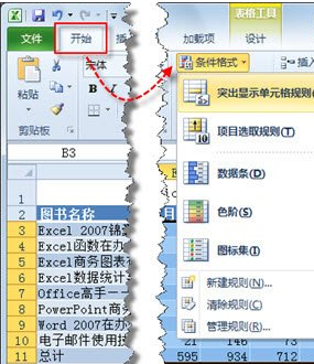 Excel如何使用条件格式规则突出表格数