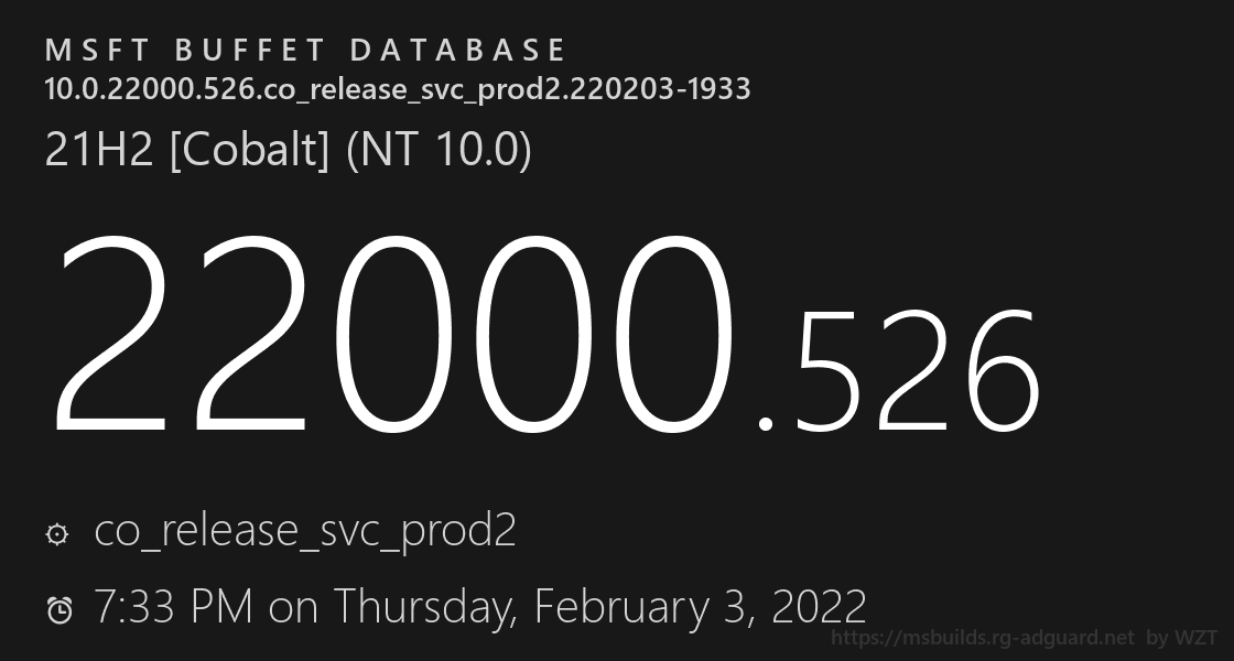 微软Win11 Builds 22000.526(KB5010414