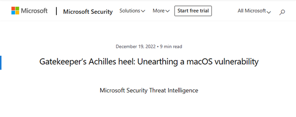 macOS系统漏洞被微软发现：可绕过安全